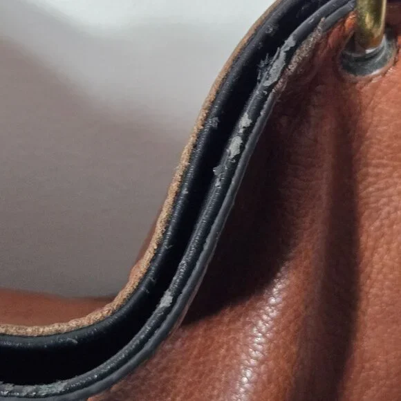 Fossil Brown Cow Hide Leather Crossbody Bag Medium Snap Closure Adjustable - Picture 8 of 16